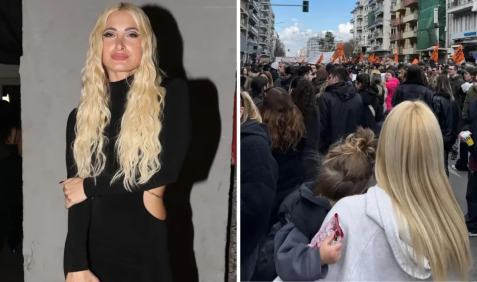 Ιωάννα Τούνη: Αγκαλιά με τον μικρό Πάρη στο συλλαλητήριο των Τεμπών στη Θεσσαλονίκη