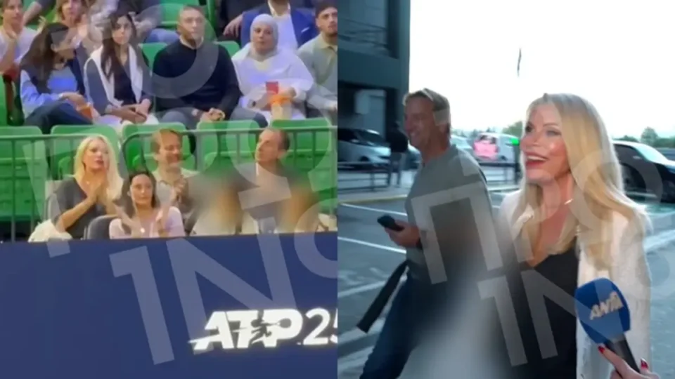 Η Ελένη Μενεγάκη στο γήπεδο με τον Ματέο Παντζόπουλο και την κόρη τους – Οι δηλώσεις της στην κάμερα